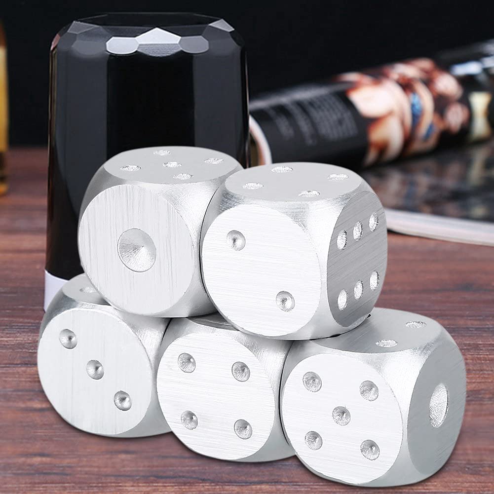Jeu de Table en Alliage d'aluminium, 5 Pièces, Jeu de Poker, Jeu de Dés avec Boîte de Rangement (Rectangulaire)