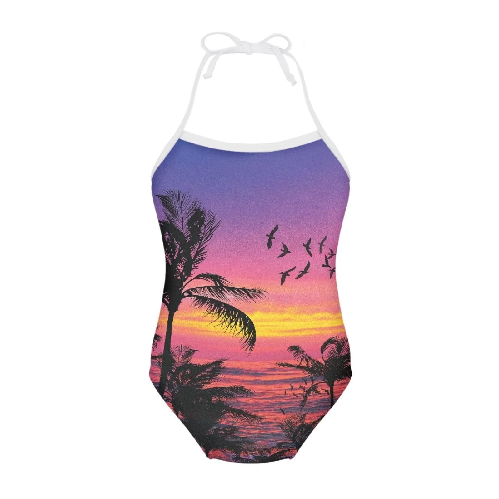 Girls One Piece Swimsuit Beach Bathing Suit Toddler Floral Halter Straps Swimwear for 1-10 Years