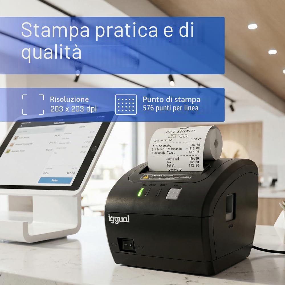 iggual TP EASY 80 WiFi Stampante termica per biglietti da 80 mm Larghezza 230 mm/s Monocromatico