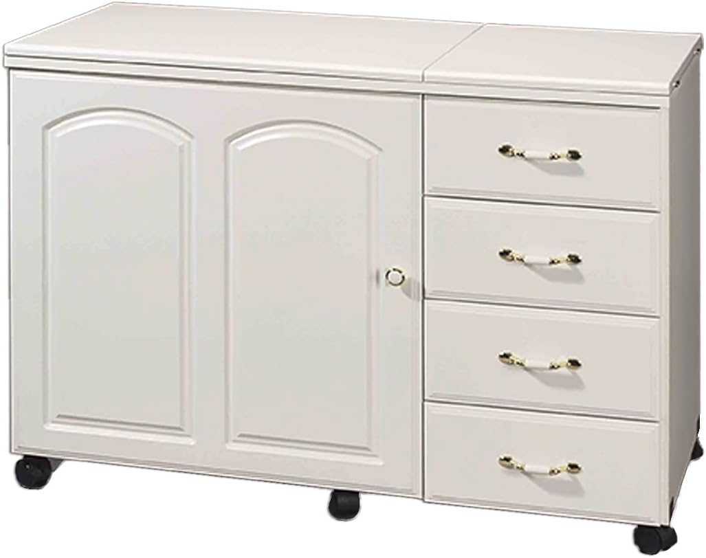 Model 4700 Maximum Storage, Large Work Area Large Area Cabinet, 4 Drawers, Electric Lift. White
