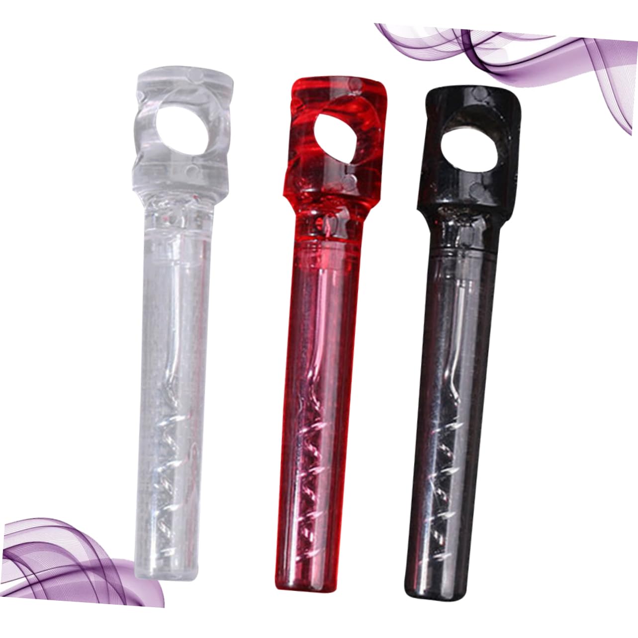 PRETYZOOM 3pcs Portable Multifunctional Wine Cork Bottle Opener Plastic Handle Easy Design Red Black Transparent for Home Use
