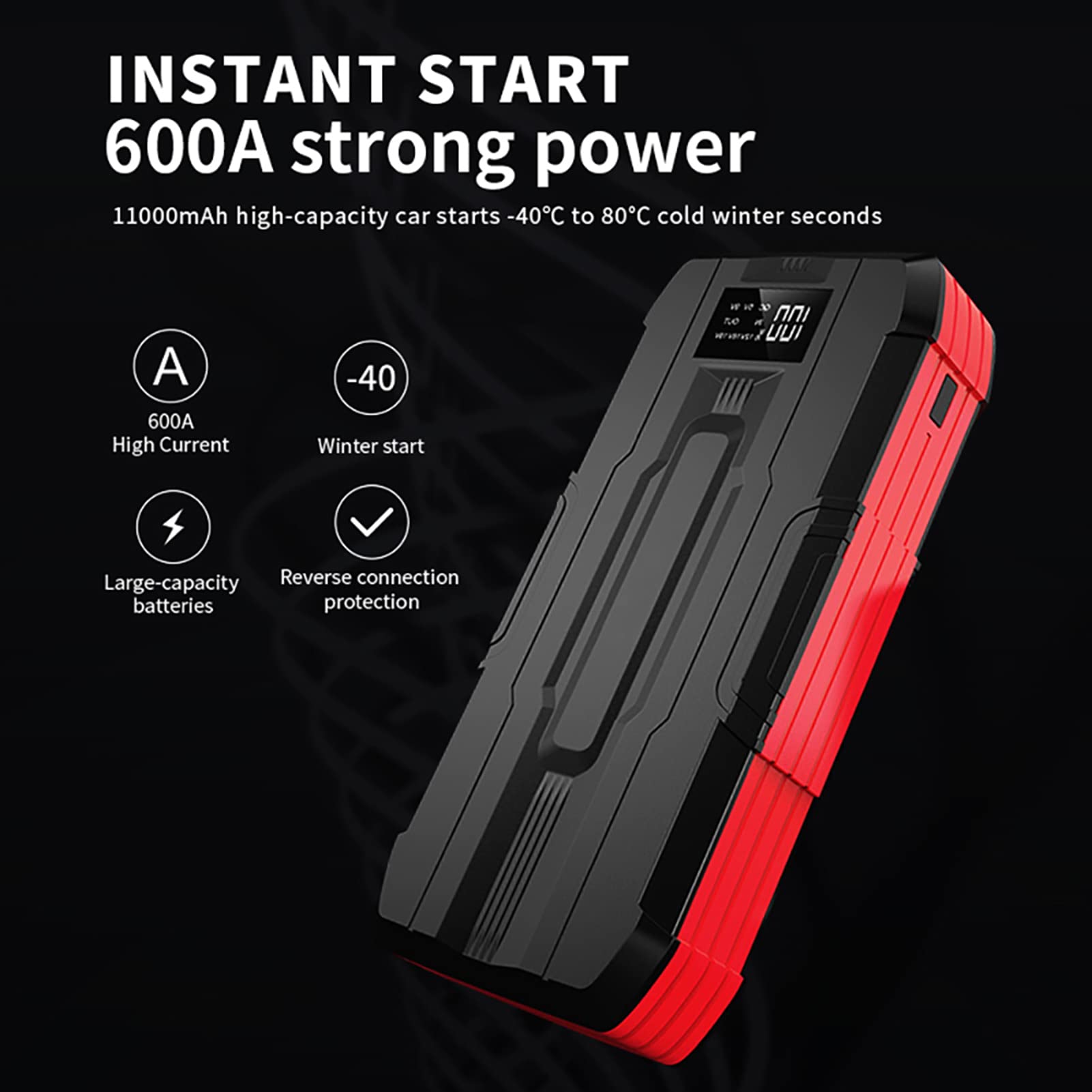 FAXIOAWA Avviatore di Emergenza per Auto Portatile da 12 Volt, Batteria Esterna Power Bank Batteria per Auto da 600 A per autoveicoli, Camion, motociclette, SUV
