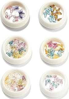 6 Scatole 3D Nail Art Decorazioni Smerigliate Farfalla Nail Art Gioielli Nail Art Strass per Nail DIY Forniture