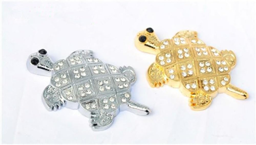 2PCS Silver and Gold Auto Car Silver Tone Black Plastic Tortoise Sticker Detailing Decal(Tortoise)