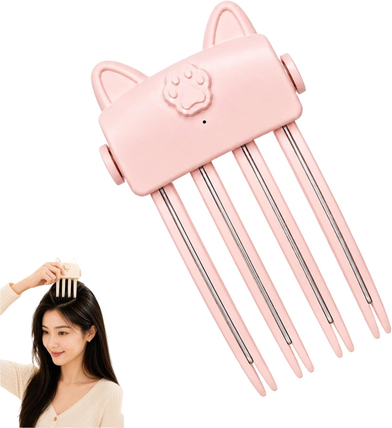 Wireless Heated Volumizing Root Lift Clip, Portable Travel Hair Styling Tool for Flat Fine Hair, Heated Root Volumizer Clip, Fluffy Root Lifting Heated Hair Clip, 2 Heat Settings (Pink)