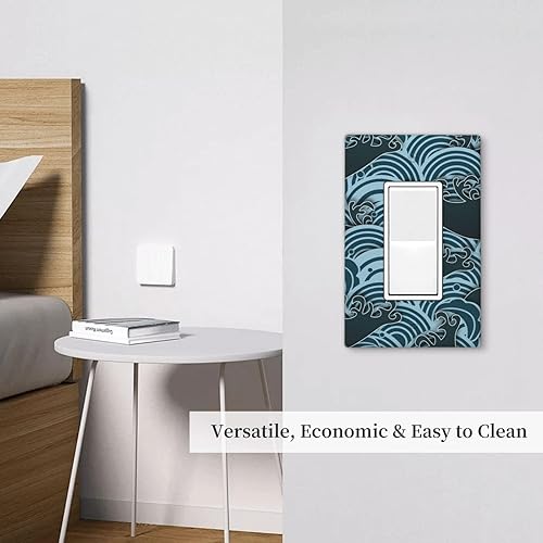 Miniatura 6 de Cubierta de interruptor de luz azul de onda retro decorativa de una sola placa de pared para sala de estar, oficina, decoración del hogar