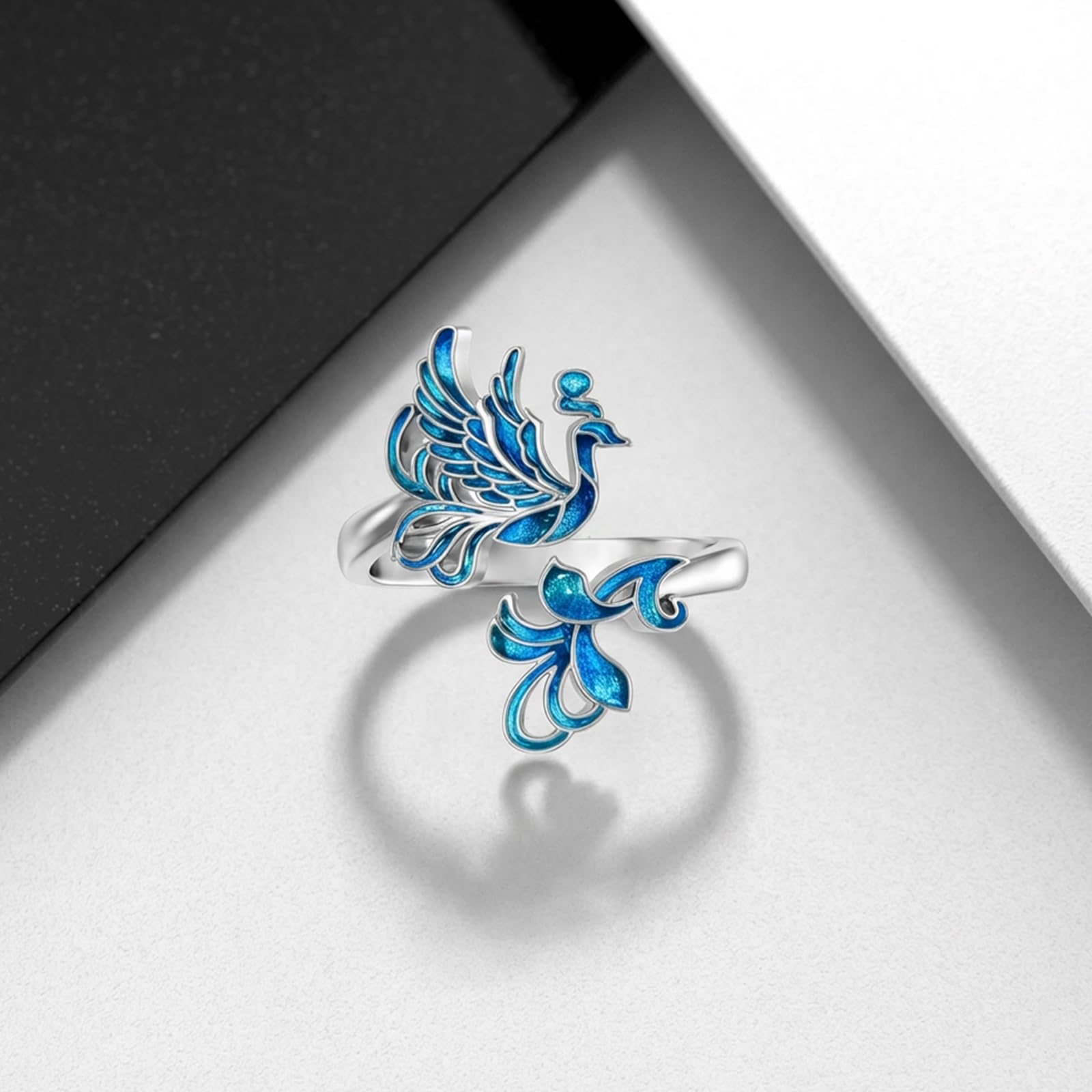 Phönix Ring 925 Sterling Silber Phönix Schmuck Phönix Verstellbarer Ringe Feder Ring Tier Ringe für Damen
