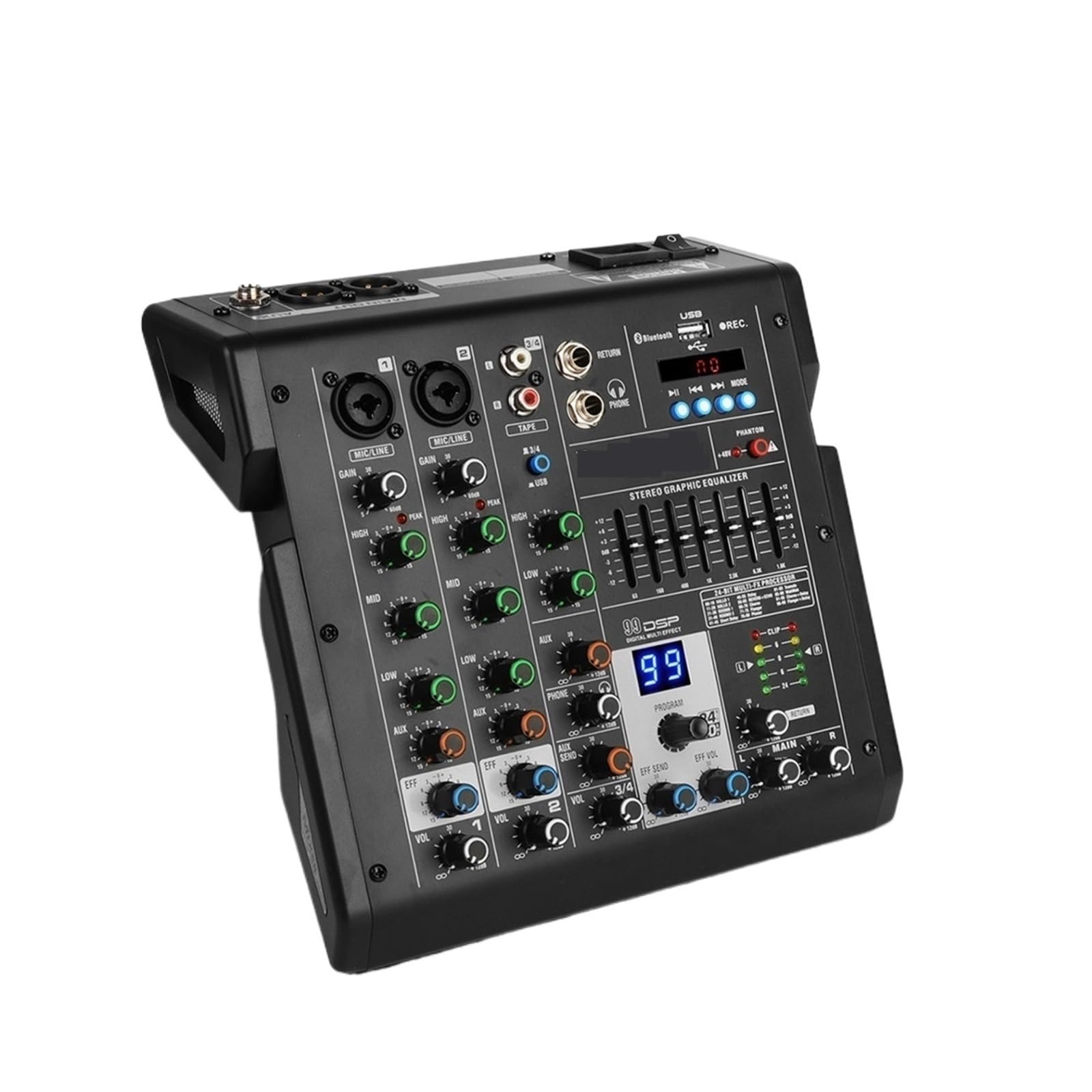Mikser dźwięku, Mikser 4-kanałowy B4 Sound Table Profesjonalna konsola miksująca DJ Wbudowany 99 efektów cyfrowych DSP Zasilanie Phantom 48 V(B4)