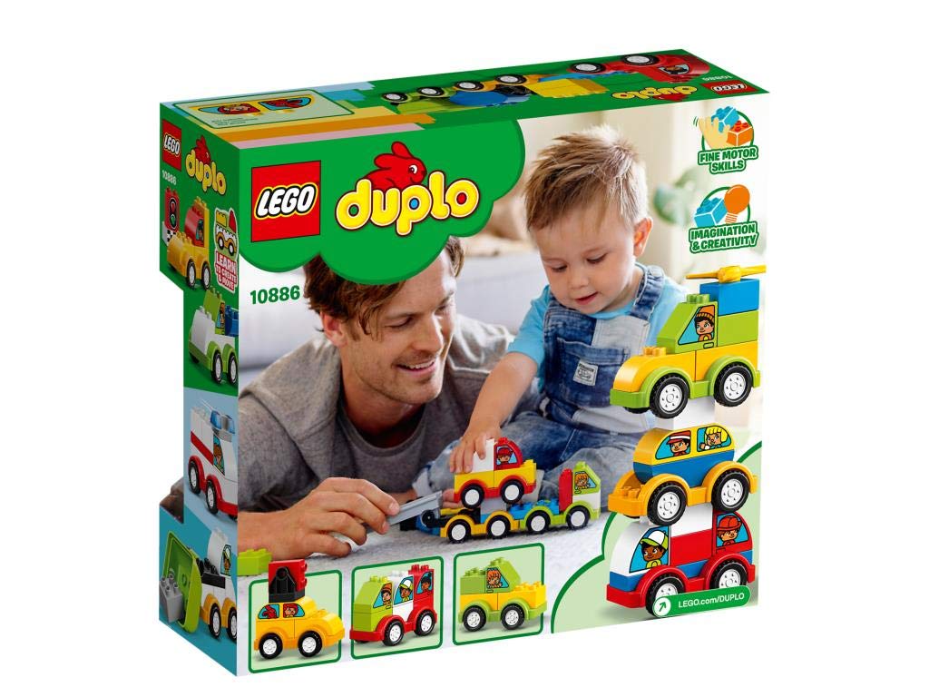LEGO 10886 DUPLO Meine ersten Fahrzeuge, Bausteine, Spielzeug ab 1,5 Jahre, Motorikspielzeug mit LKW, Hubschrauber und Anderen Fahrzeugen