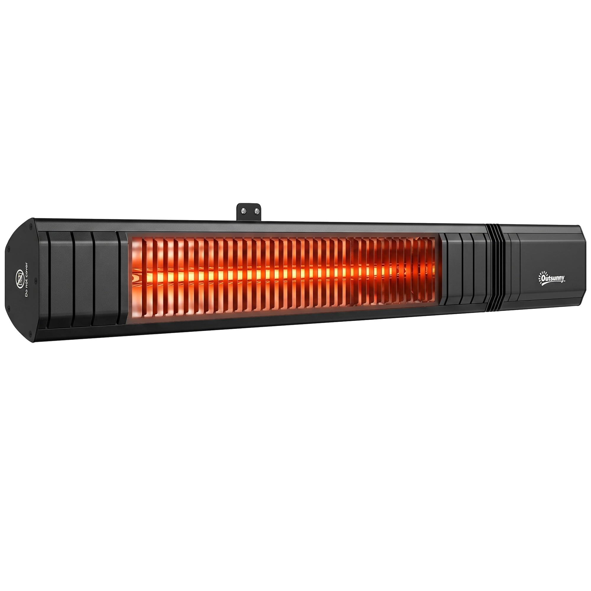 Outsunny Calefactor Eléctrico Infrarrojo de Terraza 2000 W con Funda, Montaje en Pared, IP65, Control por App/Táctil/Mando a Distancia, 9 Niveles de Calor, Temporizador 24 h, Negro
