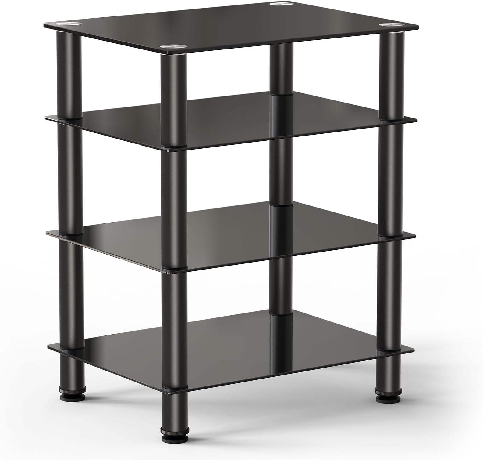 FITUEYES AV Component Media Stand Audio Rack 4-Tier Entertainment Shelves TV Stand for Video Components, Stereo Equipment, Gaming Consoles, Black