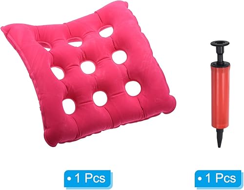 Miniatura 3 de PATIKIL Cojín de asiento inflable, cojín portátil para silla y respaldo para sillas de ruedas, sillas de oficina, reclinables, color rosa