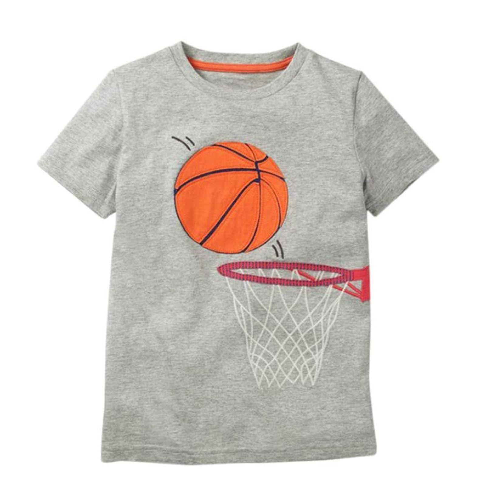 2-8Y Toddler Kids Baby Boys Summer T-Shirt Cotton Short Sleeve Blouse Basketball Soccer Funny Print Tops Clothes