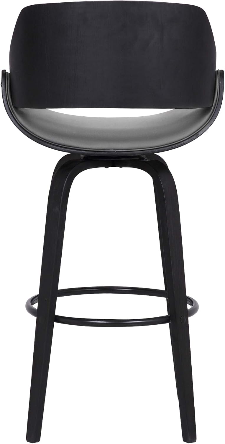 Amazing 🔥 Mona Faux Leather Swivel Barstool, 30 Bar Height, Black and Gray Flash Sale Mona Faux Leather Swivel Barstool, 30 Bar Height, Black and Gray