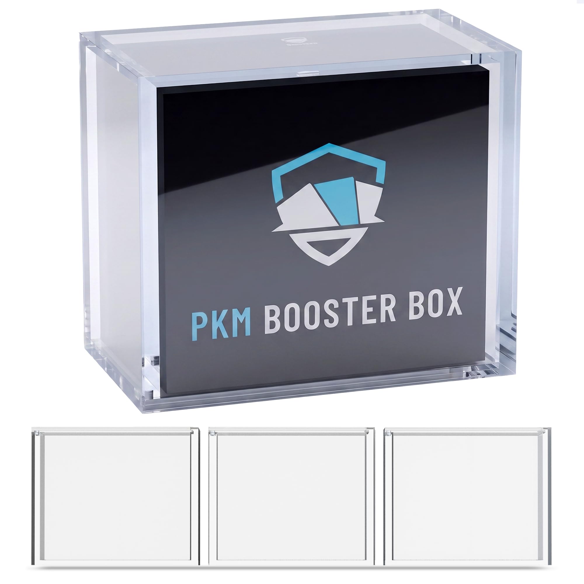 Acrylic PKM Booster Box Case 3 Pack - Magnetic Sliding Lid