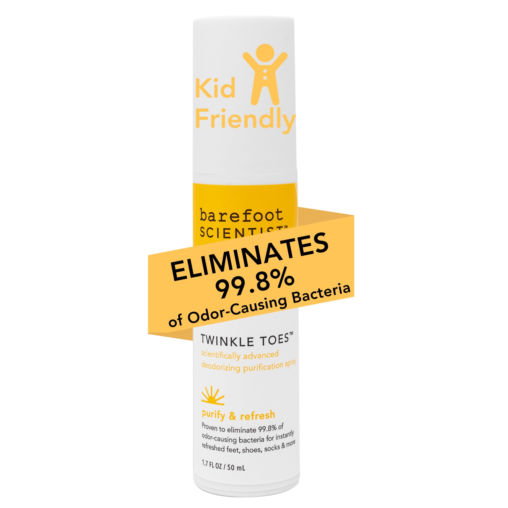 Barefoot Scientist - Twinkle Toes Foot Deodorizing Purification Spray (1.7 Ounce) - Foot Deodorant, Disinfects Smelly Shoes, Hypoallergenic, Phthalate Free, Paraben Free (Lavender, Tea Tree)