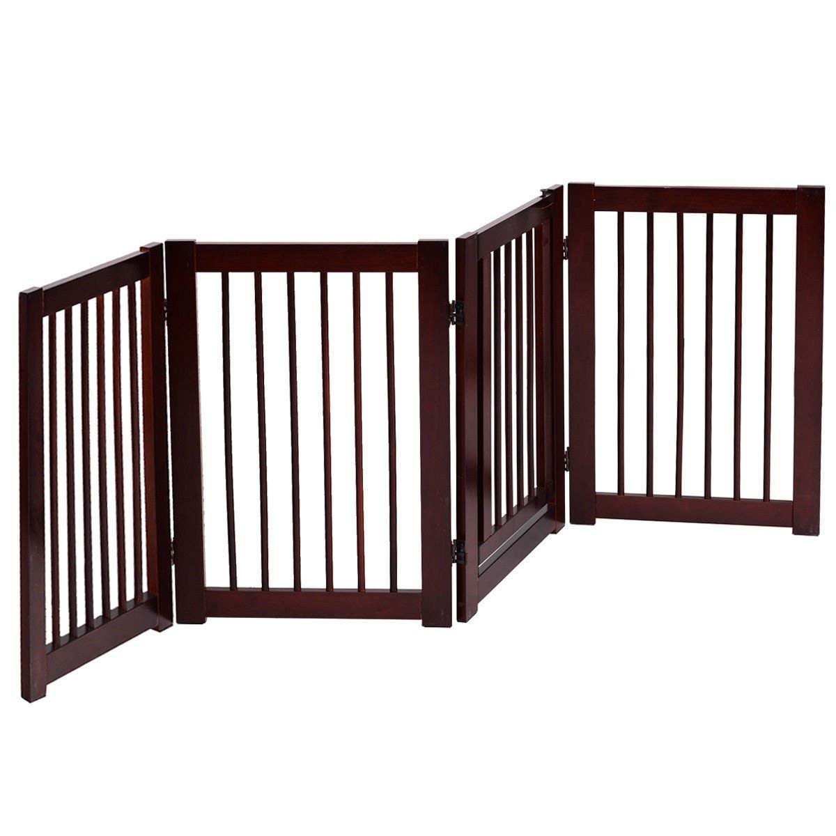 New MTN-G 30" Configurable Folding Free Standing 4 Panel Wood Pet Dog Safety Fence w/ Gate