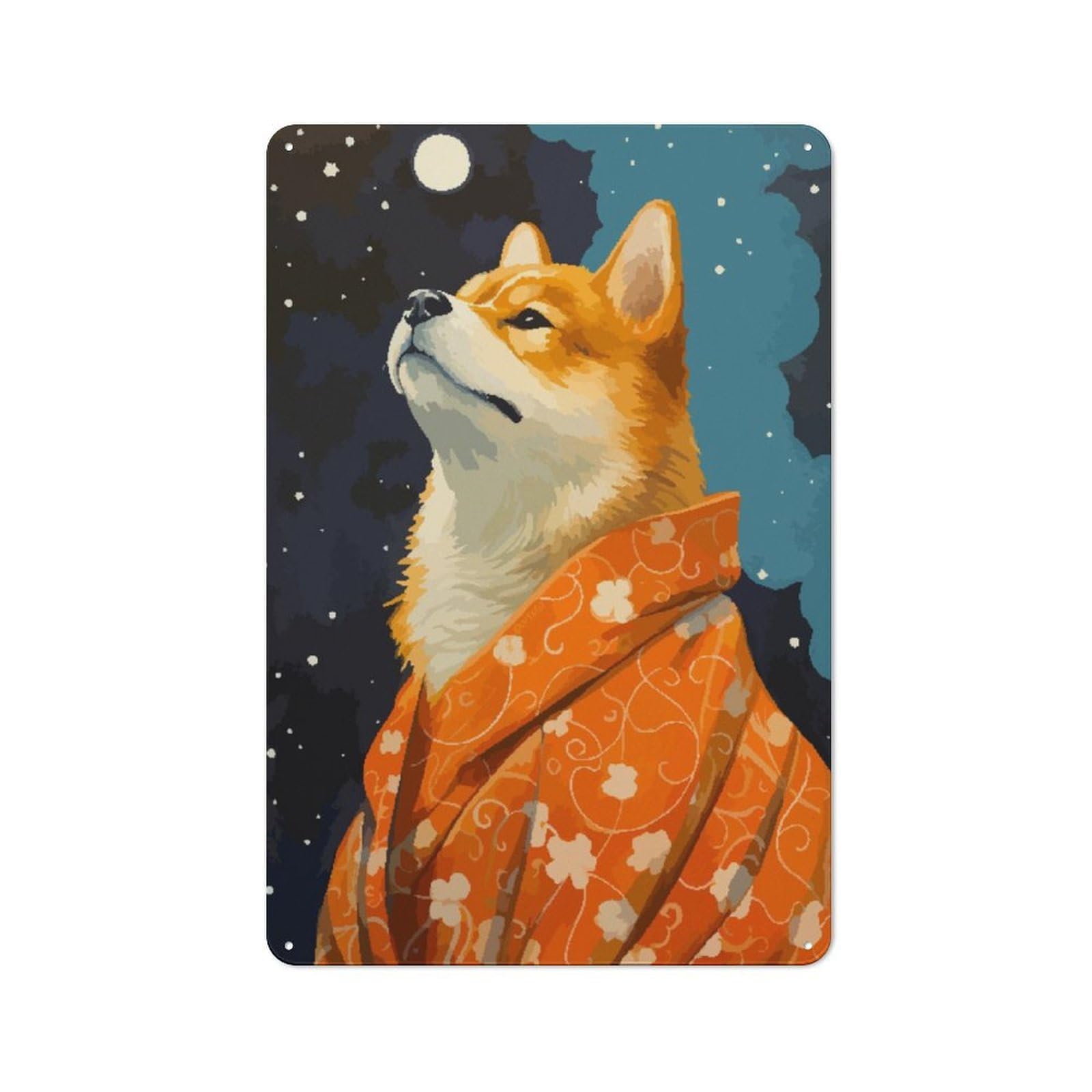 Junmoney Shiba Inu Pixel Art Vintage Tin Sign 30X20cm With For Guest Room Or Hallway, For Themed Room Decoration, For Vintage Wall Decor Fans