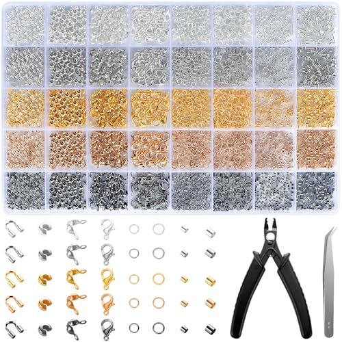 2425pcs Crimp Beads Jewelry Making Kit Funtopia Crimp Tubes Crimp Covers
