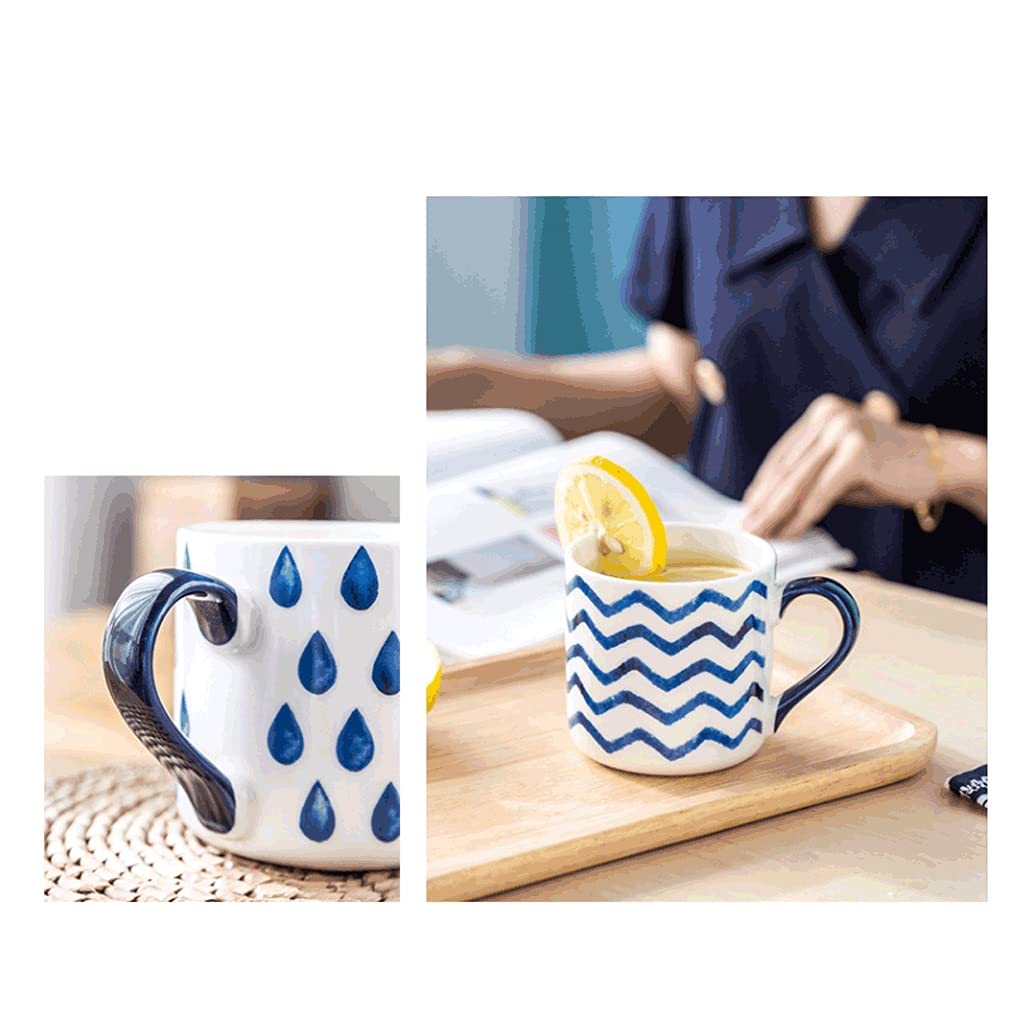 Generic Tazas de Café Tazas de Café de Cerámica Azul con Mango, Tazas de Café Frías Y Calientes Tazas de Café Creativas - 400Ml/Azul D