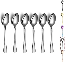 Teaspoons, Kyraton 6 Pieces 6.7" Stainless Steel Tea Spoons, Dessert Spoon,Ice Cream Spoons, Coffee Spoon,Golden Teaspoon,Spoon Silverware Pack of 6