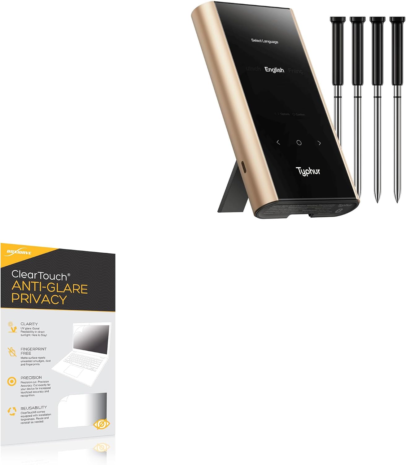 BoxWave Screen Protector Compatible with Typhur Sync Quad - ClearTouch Anti-Glare Privacy (2-Pack), Privacy Screen Protector Flexible Film Anti-Glare