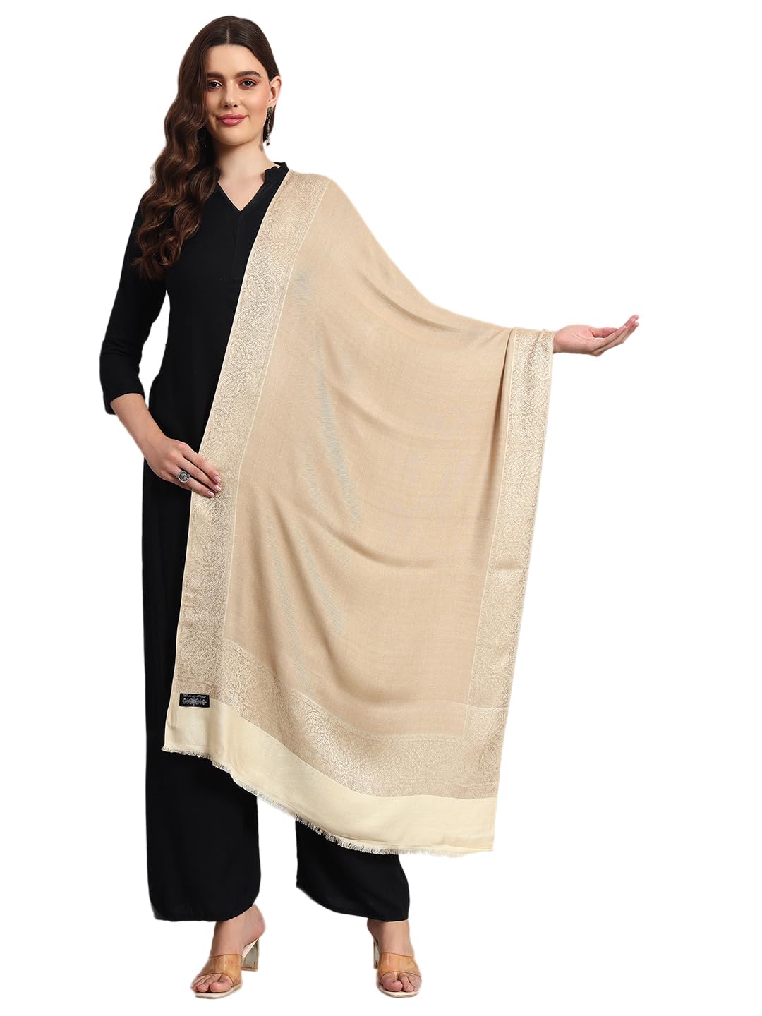 Ravaiyaa - Attitude is everything Pure Wool Jamawar Paisley Stole, Soft and Warm Winter Shawl, Scarf Wrap Faux Pashmina