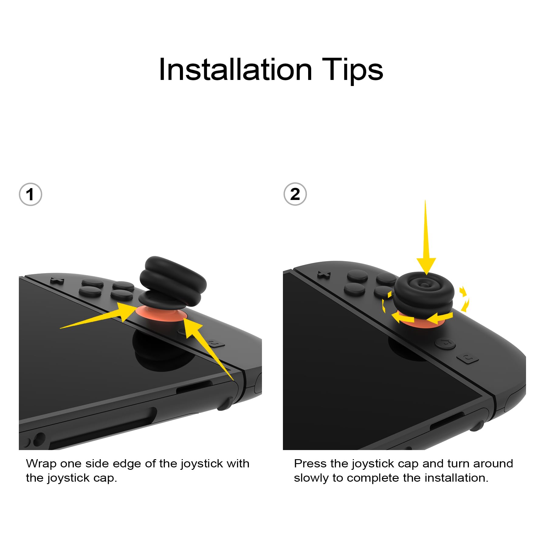 PlayVital 2 Pares de Tapas de Joystick para Nintendo Switch 2 (2025), Agarres para el Pulgar para Joycon, Protectores para Botones, Cubierta de Agarre, Accesorios para Switch 2 (Negro)