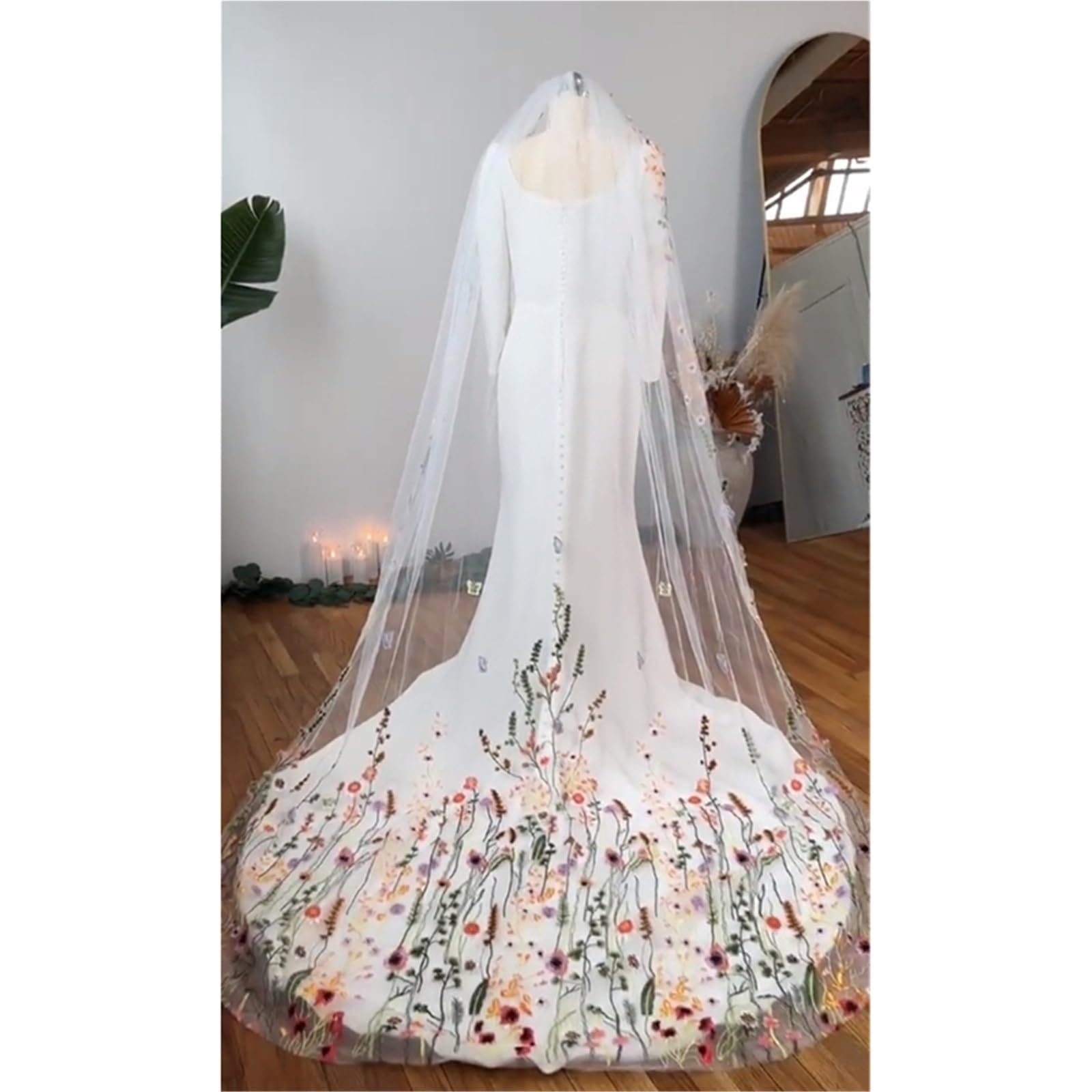 Amazon.com: Colorful Floral Edge Bridal Veil with Comb 