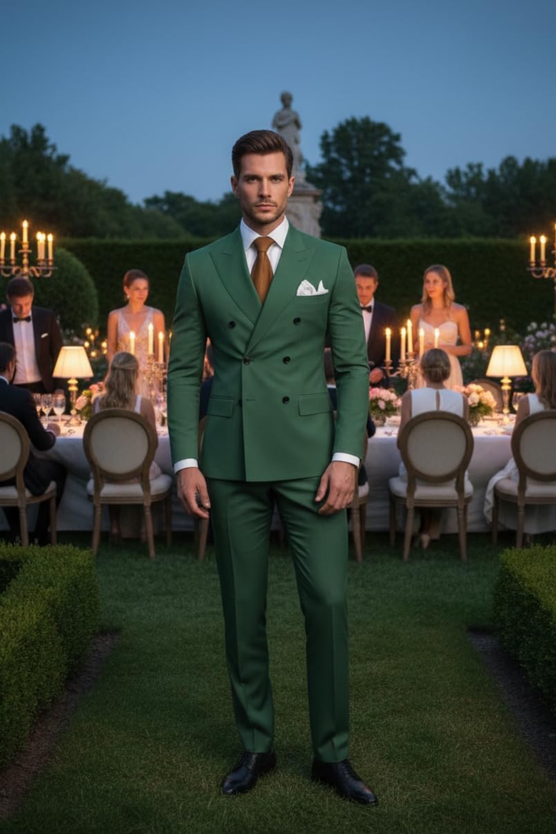 2 Pezzi Doppio Petto Vestito Uomo Slim Fit Mens Doppio Petto Blazer Pantaloni Set Matrimonio Prom Homecoming Suit