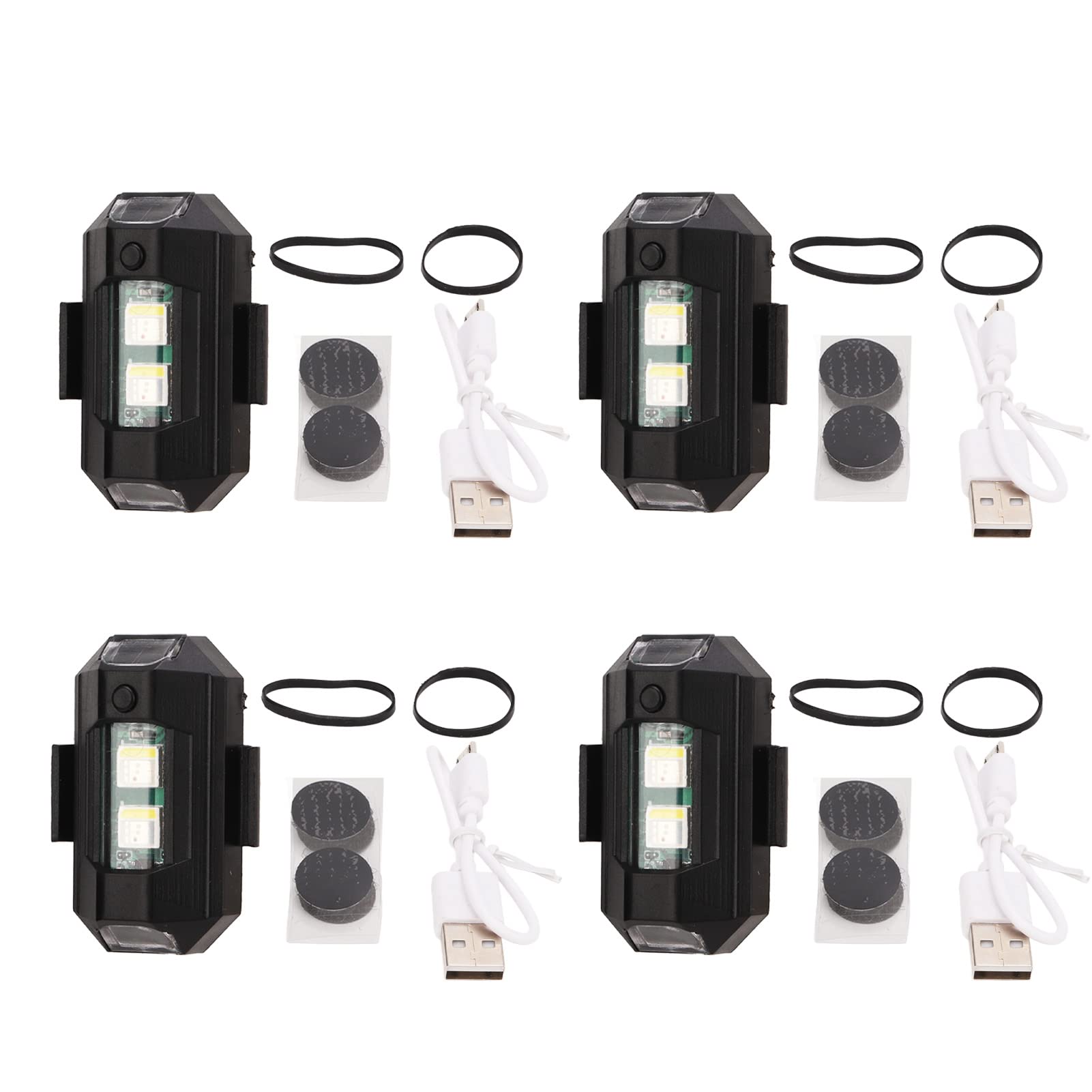 4 Lampes Stroboscopiques LED Télécommandées - 8 Couleurs 10 Modes - Rechargeable USB - Pour Drone, Voiture, Moto