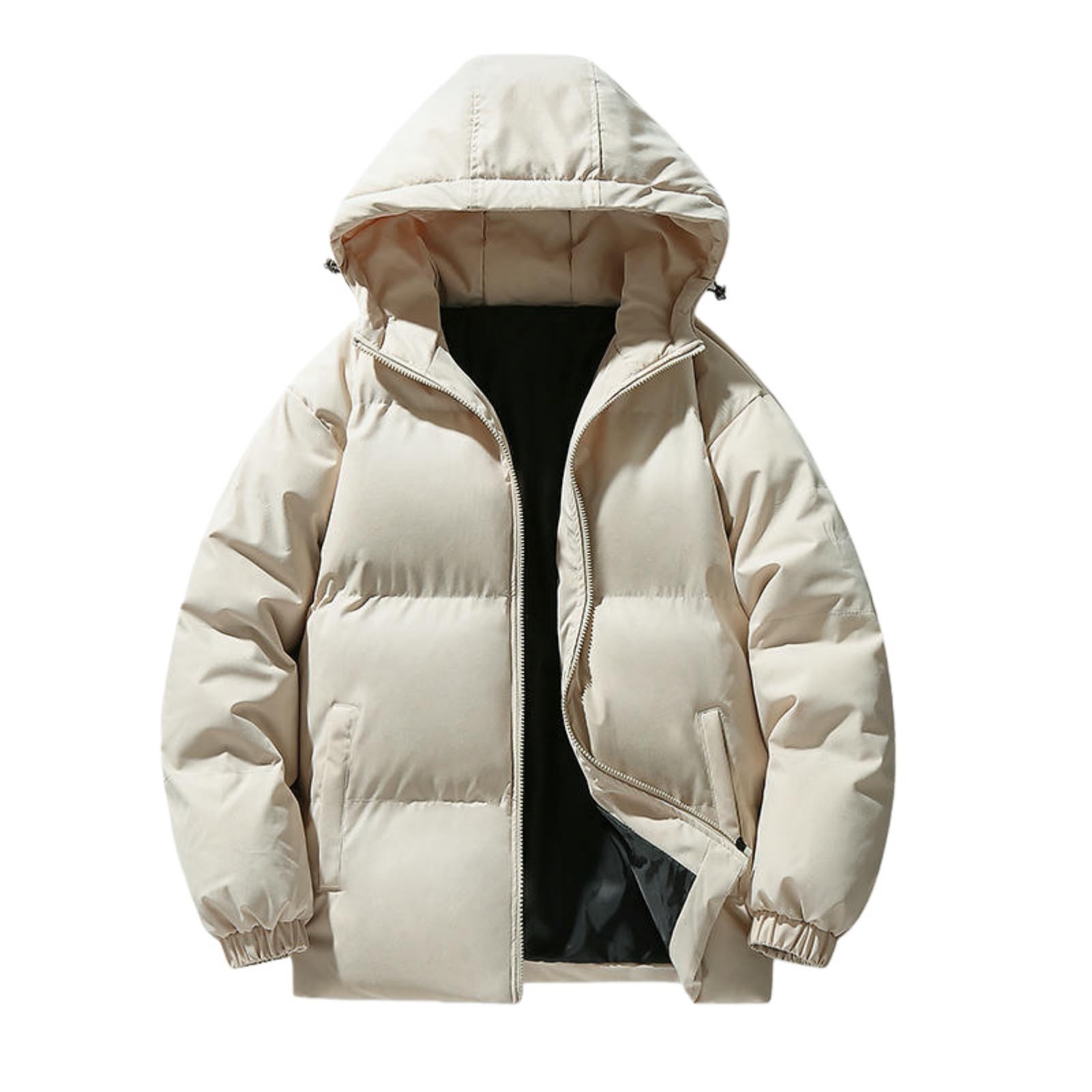 Blouson d'hiver homme chaud à capuche veste matelassée unie - 6
