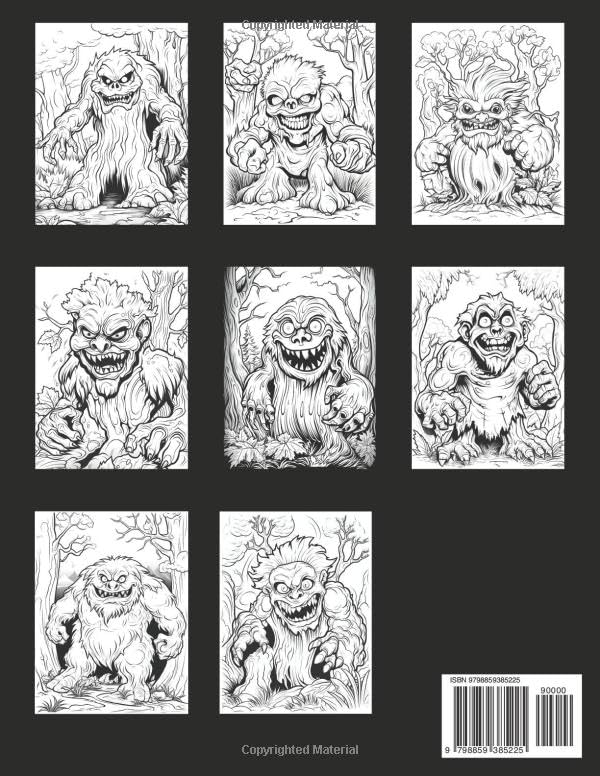 Creepy Coloring Book for Kids: 112 Cute Jungle Monster Coloring Pages for Stress Relief and Relaxation (Cute Horror), Scary Coloring Book for kids image 3