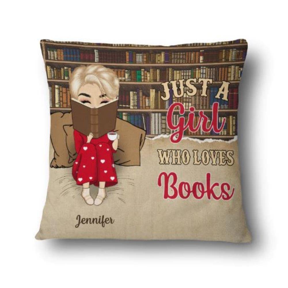 Reading Chibi Girl Just A Girl Who Loves Books - Personalized Custom Pillow