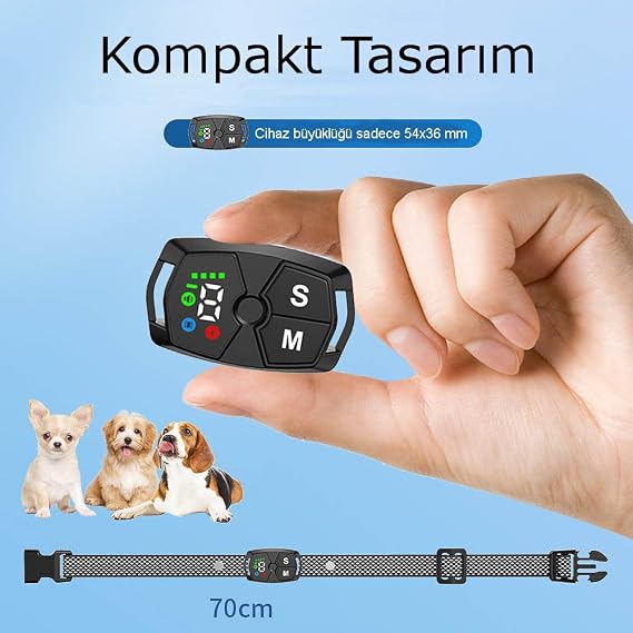 T368G Havlama Önleyici Köpek Tasması Şarjlı, Suya Dayanıklı, Uyarı Seçimli, Led Ekranlı Havlama Eğitim Tasması [Enerji Sınıfı A]