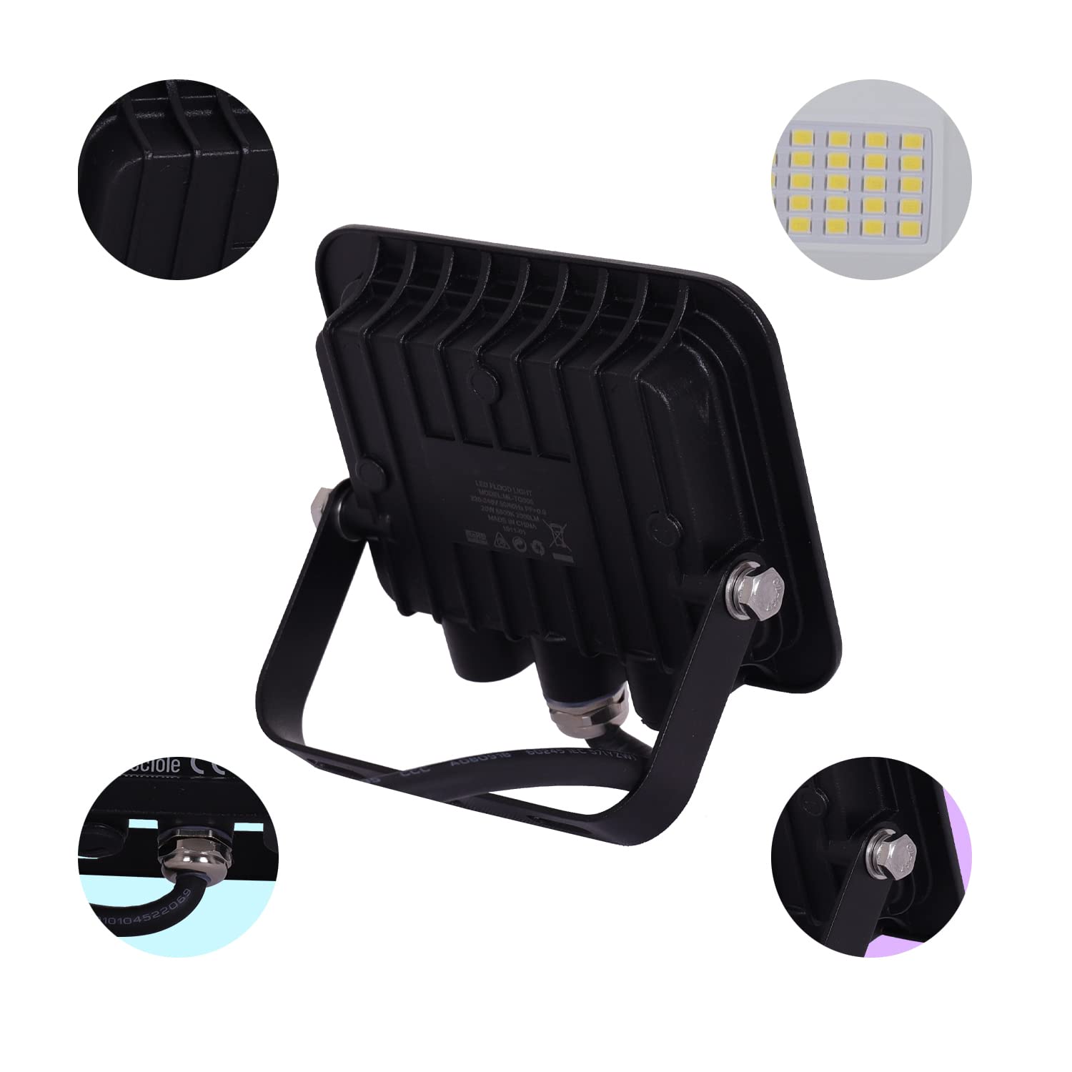 YCZM Projecteur LED Extérieur 50W,Spot LED Extérieur avec 72 LEDs Eclairage Exterieur IP65 Etanche,Projecteur 4500K Eclarage luminaire exterieur pour Jardin,Garage,Entrée,La Cour【2 Pièces Noir】