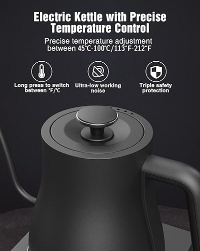 Miniatura 4 de Jocuu Hervidor eléctrico de cuello de cisne 08 L calentamiento rápido de 1200 W control de temperatura variable con mantener el calor verter sobre