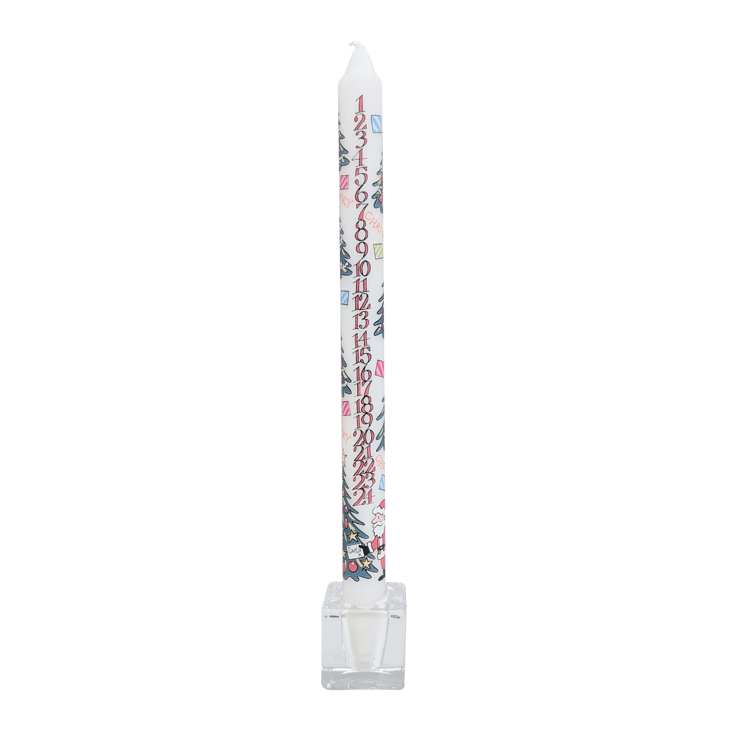 Alison Gardiner Christmas Trees Advent Taper Candle – Unscented Wax Christmas Countdown Candle, 10hr Burn Time, Festive Design, Handmade in England – Table Centrepiece