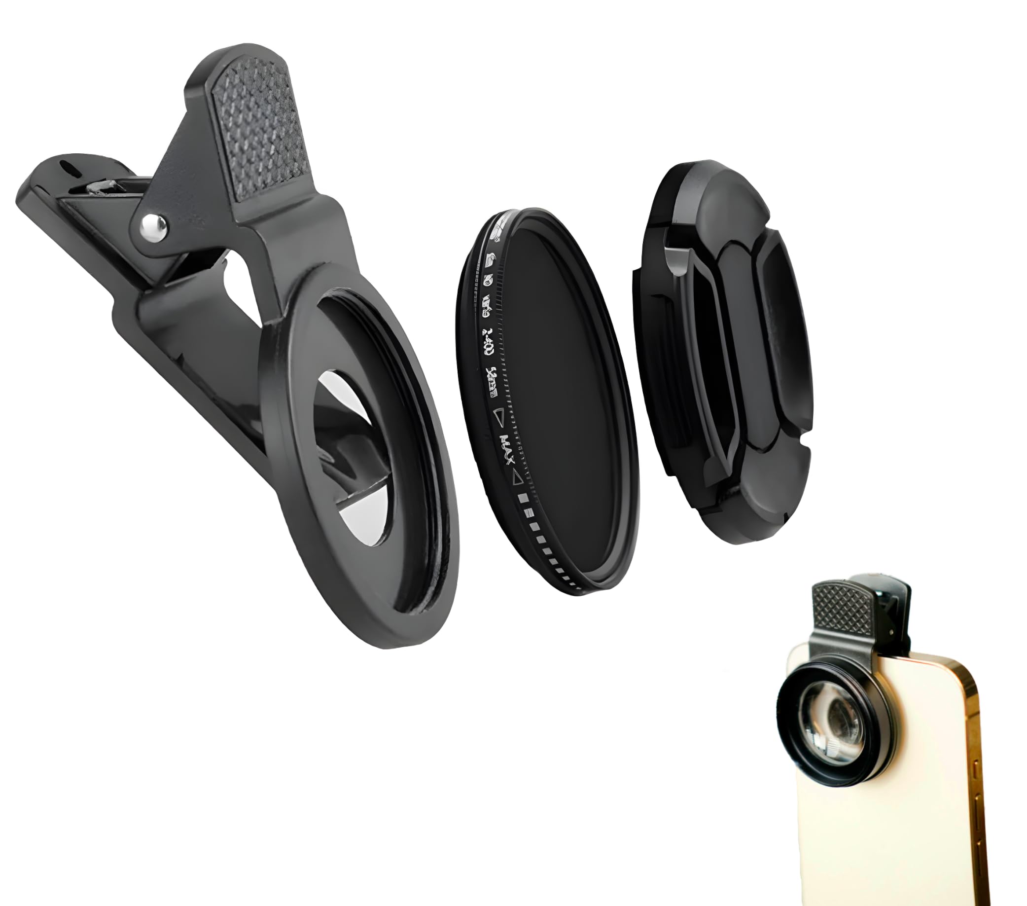 Polarized Smart Phone Universal ND 2-400 CPL Filter Clip Kit 37mm for Samsung Iphone Camera Accessories Cell Phone Android lens attachments Polarizer for Iphone x Neutral Density Filters Mobile