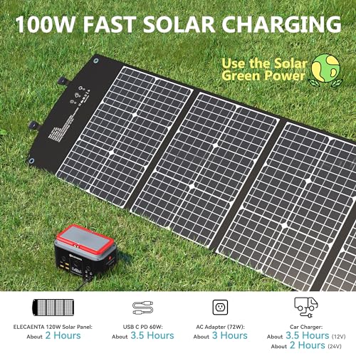 ELECAENTA Portable Power Station, 200Wh LiFePO4 Battery 6x Lifespan, AC200W (Peak 400W) Pure Sine Wave, Ultra-Light 2KG, Solar Generator for Outdoor Camping RVs Home Use - Image 4