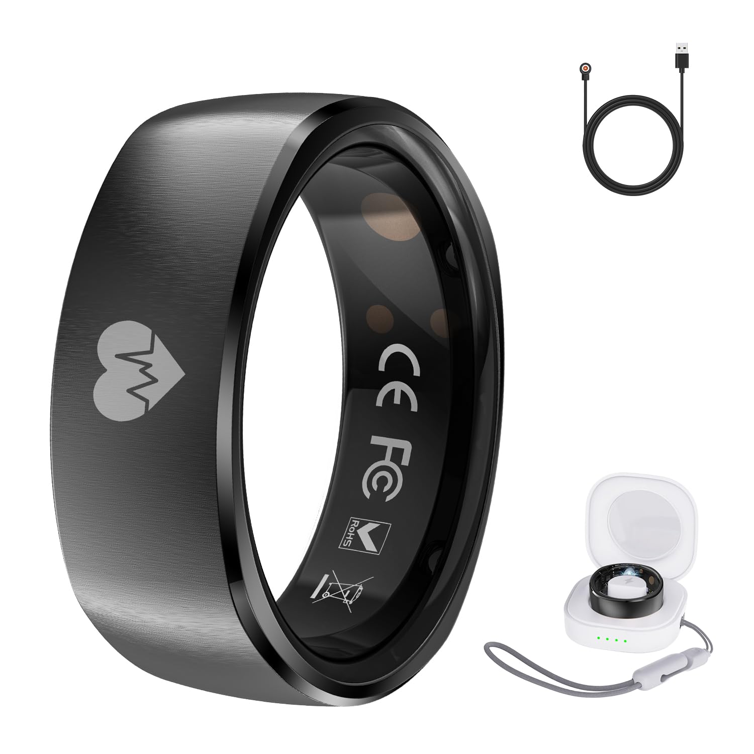Rogbid R1P - Anello intelligente per uomo e donna, con frequenza cardiaca, ossigeno nel sangue, pressione sanguigna, monitoraggio del sonno, fitness step, IP69, impermeabile per iPhone e Android (8)