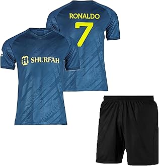 Ronaldo 7 Boys Official Home New Football Jersey Set with Shorts 2024 (Kid's, Boy's& Men)