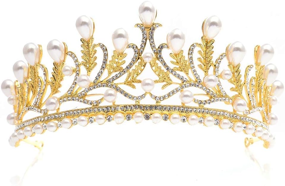 crown, Bride Crown Wedding Prom Leaves Rhinestone Pearl Hair cessories for Jewelry Colour:Silver
