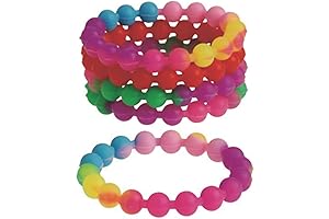 Assorted Rainbow Stretchy Silicone Bead Bracelets for Girls