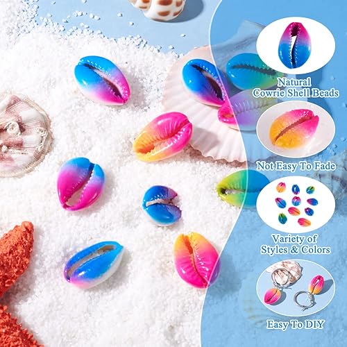 Vista 31 de Cheriswelry 50 cuentas de concha galvanizadas, conchas de cauri en espiral, conchas de mar, verano, playa, cuentas espaciadoras sueltas