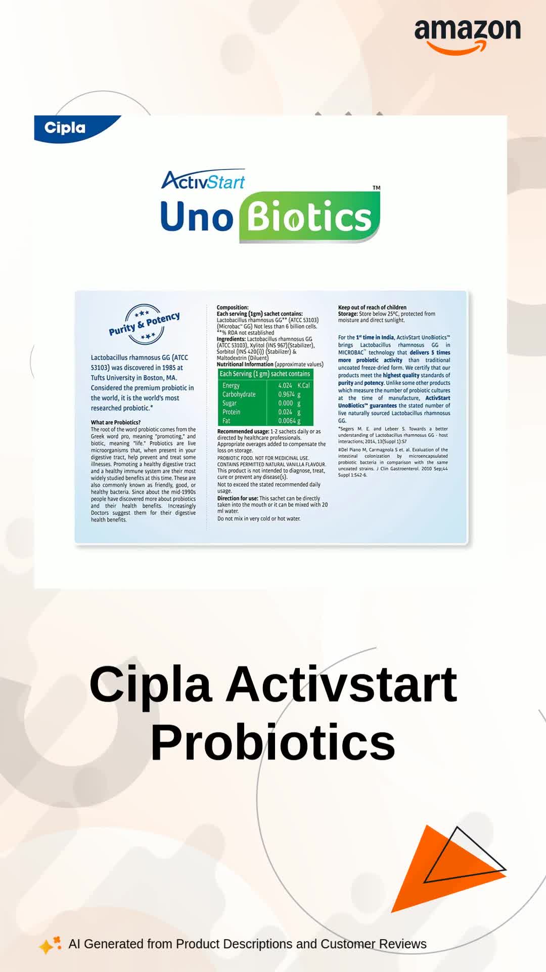 Cipla Activstart Unobiotics Probiotics for Adults