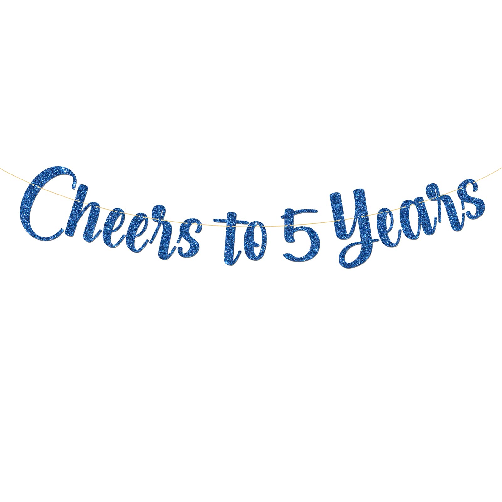 MonMon & Craft Cheers to 5 Years Banner/Boys Girls 5th Birthday Banner/Happy 5th Wedding Annviersary/Children 5th Birtdhay Party Decorations - Blue