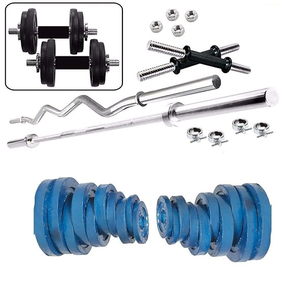 TTC FITNESS 20 Kg Cast Iron Home Gym Fitness Kit BM-230 Weight Lifting Pack with Heavy Rods