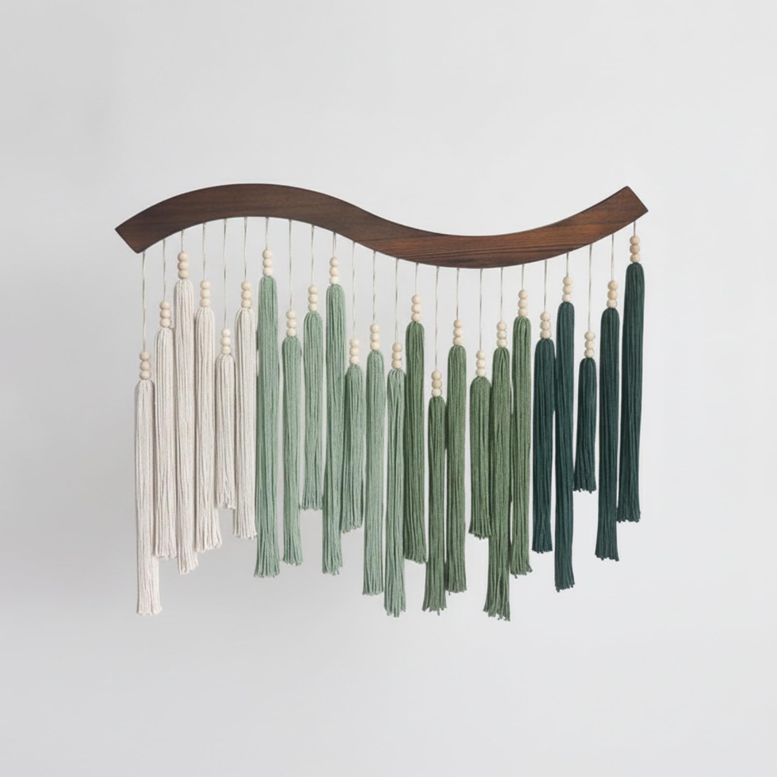 Tapiz Bohemio de Pared Macramé Adorno Colgante Decoración con Madera Maciza y Cordones Algodón y Madera CREA Atmósfera Acogedora Adecuado para, 80 70cm, Verde