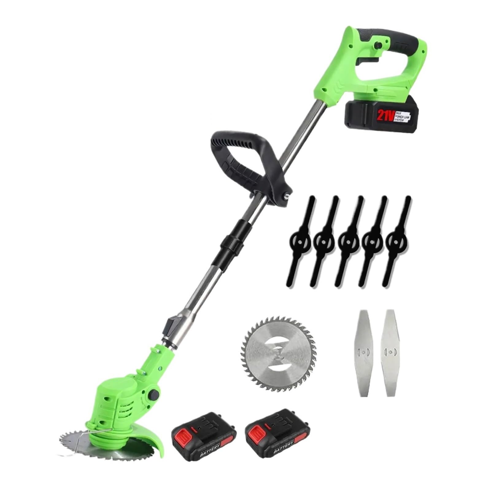 800W Elektryczna Bezprzewodowa Podkaszarka Do Trawy 18000PRM Kosiarka Odchwaszczania Składane Regulowane Narzędzie Ogrodowe Akumulatora 18 V Lekki Dobra Moc(With 2XBattery)